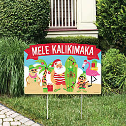 Big Dot of Happiness Tropical Christmas - Beach Santa Holiday Party Yard Sign Lawn Decorations - Mele Kalikimaka Party Yardy Sign