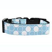 Mirage Pet Products Diagonal Dots Nylon 1" Wide Dog Collar, Baby Blue/Large