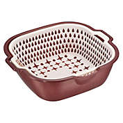Unique Bargains Kitchen Colander Bowl Set, Plastic Fruit Vegetable Washing Basket Drain Bowls Pasta Food Strainer for Draining, Rinsing-Purple White(L)