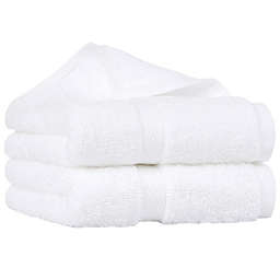 PiccoCasa Luxury Long Terry Comed Cotton Hand Towels, Dense Terry-Looped Cotton Bathroom Hand Towel Set of 2, 16x30 Inch Soft & Absorbent 750GSM, Extra Large Spa Hotel Towels for Hand Face Hair Gym - White