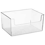 mDesign Large Plastic Open Front Kitchen Storage Organizer Bin Basket - Clear