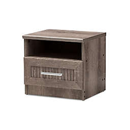 Baxton Studio  Gallia Modern and Contemporary Oak Brown Finished 1-Drawer Nightstand