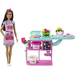 Barbie Florist Playset w/ Brunette Doll, Flower-Making Station, 3 Doughs, Mold & Accessories