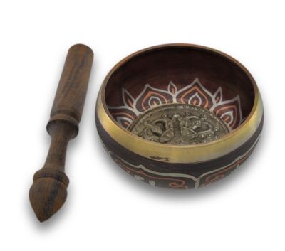 Zeckos Colored Brass Tibetan Meditation Singing Bowl With Wooden Mallet