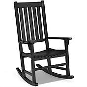 Gymax Wooden Rocking Chair Porch Rocker High Back Garden Seat For Indoor Outdoor