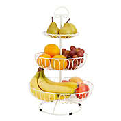 Juvale White Metal Fruit Basket, 3 Tier Kitchen Storage for Vegetables, Produce, and Counter Decor (18 In)