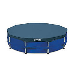 Intex 10 Foot Round Easy Set Outdoor Backyard Swimming Pool Cover, Blue