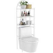 Gymax Bathroom 3-Tier Metal Storage Rack Over the Toilet Space Saver White