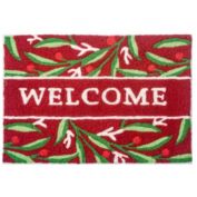 Homefires Rugs 1.5' x 2.5' Vibrant Winter "Welcome" Designed Rectangular Polyester Area Throw Rug