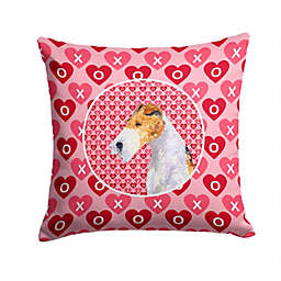 Caroline's Treasures Fox Terrier Hearts Love and Valentine's Day Portrait Fabric Decorative Pillow 14 x 14