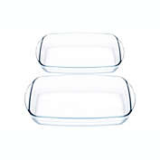 Lexi Home Glass Rectangular Baking Dish Set - Set of 2 Large Oven Safe Glass Casserole Set (13" & 15" Inches)