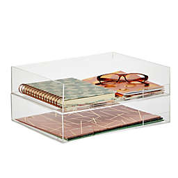 Okuna Outpost 2 Pack Stackable Acrylic Paper Tray, File Organizer for Desk (12.75 x 10.5 x 2.8 In)