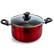 Gibson Oster Merrion 6 Quart Nonstick Aluminum Dutch Oven with Glass Lid in Red