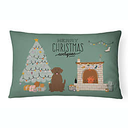 Caroline's Treasures Chocolate Labrador Christmas Everyone Canvas Fabric Decorative Pillow 12 x 16