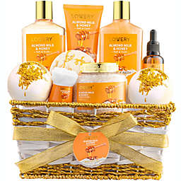 Lovery Gift Basket For Women - 10 Pc Almond Milk & Honey - Self Care Kit
