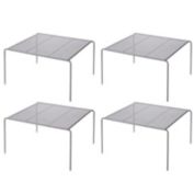 mDesign Metal Square Closet Organizer Storage Shelf, 4 Pack