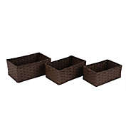 Jessar - Wicker Storage Basket, Set of 3, Brown