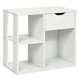 Costway 3-tier Side Table with Storage Shelf and Drawer Space