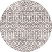 Unique Loom 7&#39; Gray and Ivory Tribal Round Area Throw Rug