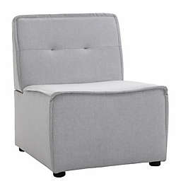 HOMCOM Modern Modular Accent Chair, Armless Fabric Sectional Sofa for Living Room or Bedroom, Grey