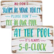 Farmlyn Creek 2 Pack Funny Outdoor Pool Signs and Decor, Summer Party Supplies (12 x 8 in)