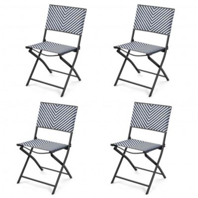 Costway Set of 4 Patio Folding Rattan Dining Chairs for Camping and Garden