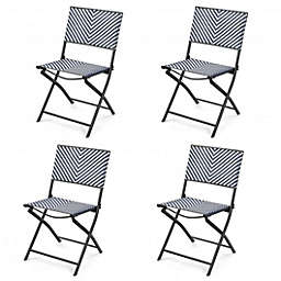 Costway Set of 4 Patio Folding Rattan Dining Chairs for Camping and Garden