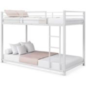 QuikFurn Twin over Twin Low Profile Modern Bunk Bed Frame in White Metal Finish