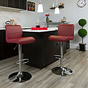 Flash Furniture Contemporary Burgundy Vinyl Adjustable Height Barstool with Rolled Seat and Chrome Base