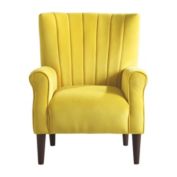 Lexicon Urielle Collection Solid/Plywood Frame and Velvet Fabric Accent Chair, Yellow