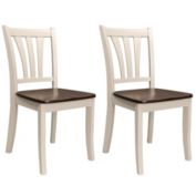 CorLiving Dillon Dark Brown and Cream Solid Wood Dining Chairs with Curved Vertical Slat Backrest
