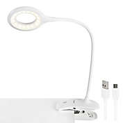 Insten LED Desk Lamp, Bright Table Lamp, Clip-On, Rechargeable, Flex Neck, Touch Control, 3 Brightness Levels, 240 Lumens (White)