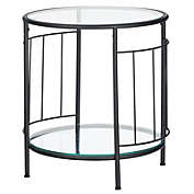mDesign Metal and Glass Top Round Accent Side/End Table Furniture