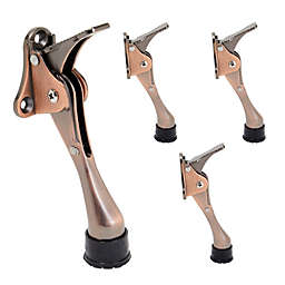 Built Industrial 4 Pack Kickdown Door Stops with Rubber Tip and Spring Lever (Copper Color, 4 x 2 In)