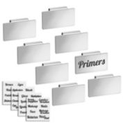 mDesign Steel Basket and Bin Cosmetic Storage Tags + Adhesive Labels - Chrome