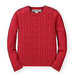 Hope & Henry Girls' Cable Front Sweater (Red, 12-18 Months)