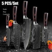 Kitcheniva 5-Piece Kitchen Knives Set Japanese Damascus Pattern