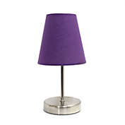 Simple Designs Sand Nickel Mini Basic Table Lamp with Fabric Shade - Sand Nickel/Purple