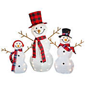 Northlight Set of 3 Lighted Tinsel Snowmen Family Christmas Yard Decorations