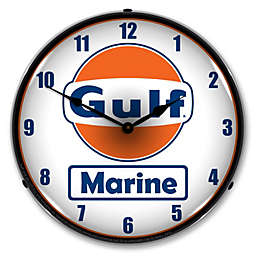 Collectable Sign & Clock   Gulf Marine LED Wall Clock Retro/Vintage, Lighted