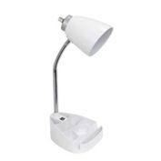 Limelights Gooseneck Organizer Desk Lamp with iPad Tablet Stand Book Holder and USB port - White