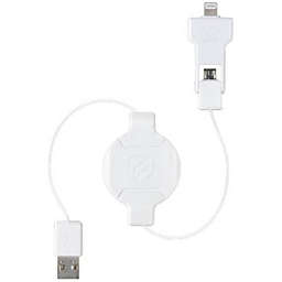 Scosche - Charge & Sync Lightning/Micro USB MFI to USB-A 3ft Cable Retractable White StrikeLINE
