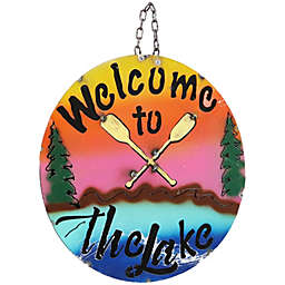Sunnydaze Indoor/Outdoor Welcome to the Lake Metal Hanging Sign - 15.25-Inch