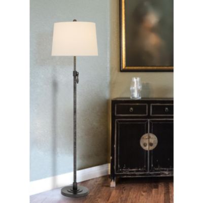 Cal Lighting 150W 3 way Riverwood adjustable metal floor lamp with hardback taper fabric drum shade