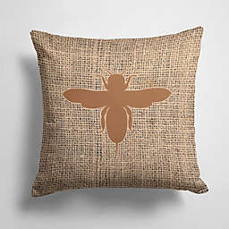 Caroline's Treasures Bee Burlap and Brown BB1057 Fabric Decorative Pillow 14 x 14