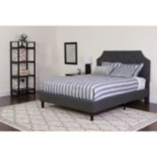 Emma and Oliver Twin Arched Tufted Platform Bed/Memory Foam Mattress in Dark Gray Fabric