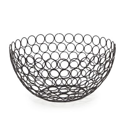 Juvale Fruit Bowl for Kitchen Counter, Round Black Wire Produce Basket (11 x 5.5 In)