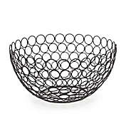 Juvale Fruit Bowl for Kitchen Counter, Round Black Wire Produce Basket (11 x 5.5 In)