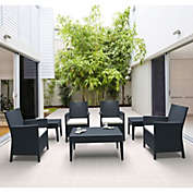 Luxury Commercial Living 7-Piece Gray Patio Casual Seating Set with Sunbrella White Cushion 36"