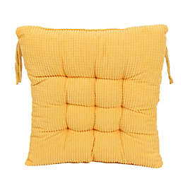 PiccoCasa Corduroy Square Shaped Thickness Chair Cushion, Maize Yellow